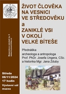 Plakat-přednáška Život_člověka_a_Zaniklé_vsi_na_Bítešsku